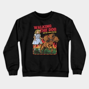 Walking The Dog Funny Cerberus 3 Headed Devil Dog Crewneck Sweatshirt